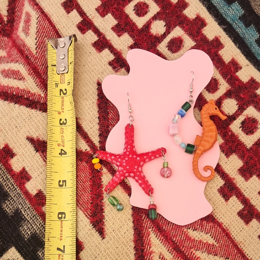 Colorful Starfish and Seahorse Earrings